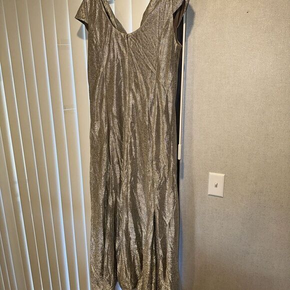 ALEX EVENINGS 18W Glitter Gold Wrap Neck Dress NWOT. 14 - Picture 4 of 12